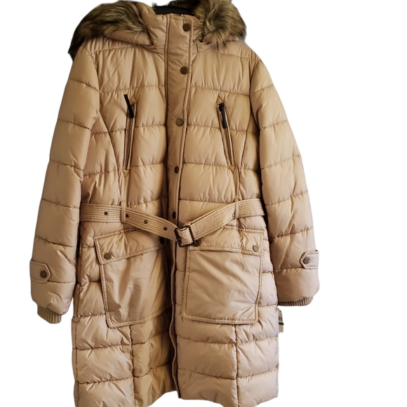 Lucky Brand Women's Belted Winter Puffer Long Coat Size Medium - Picture 4 of 15